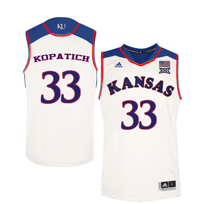 Men Kansas Jayhawks #33 Kylee Kopatich College Basketball Jerseys-White
